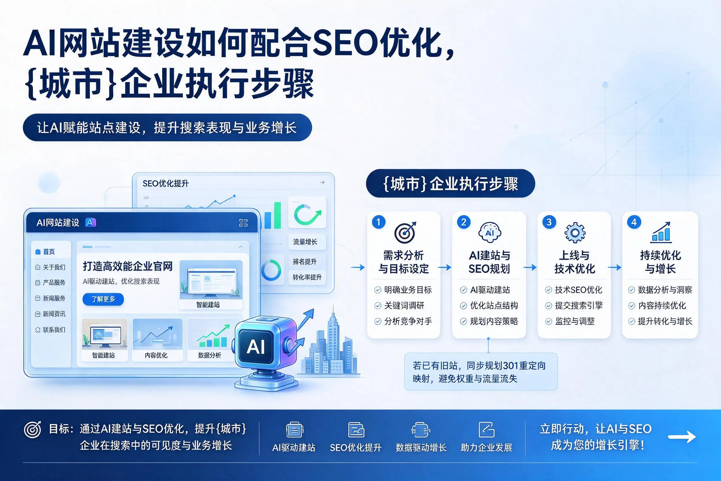 AI网站建设如何配合SEO优化,林芝企业执行步骤