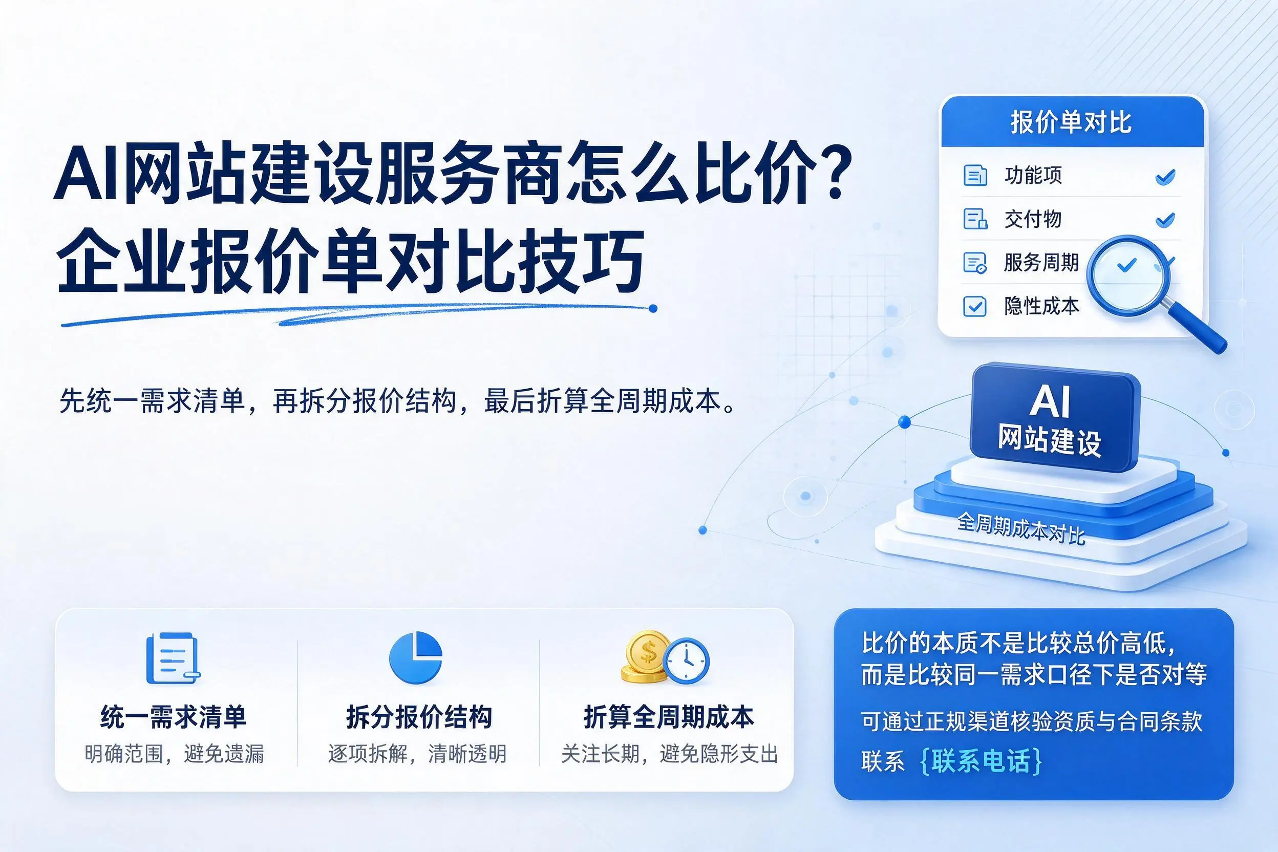 AI网站建设服务商怎么比价?林芝企业报价单对比技巧