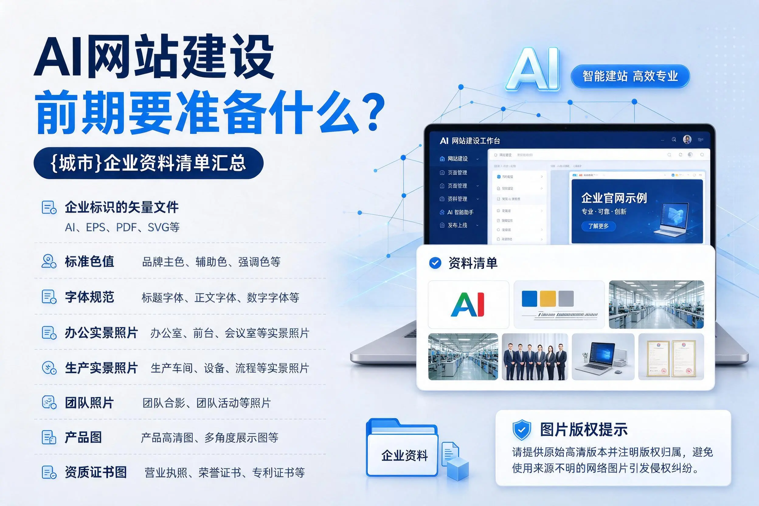 AI网站建设前期要准备什么?林芝企业资料清单汇总