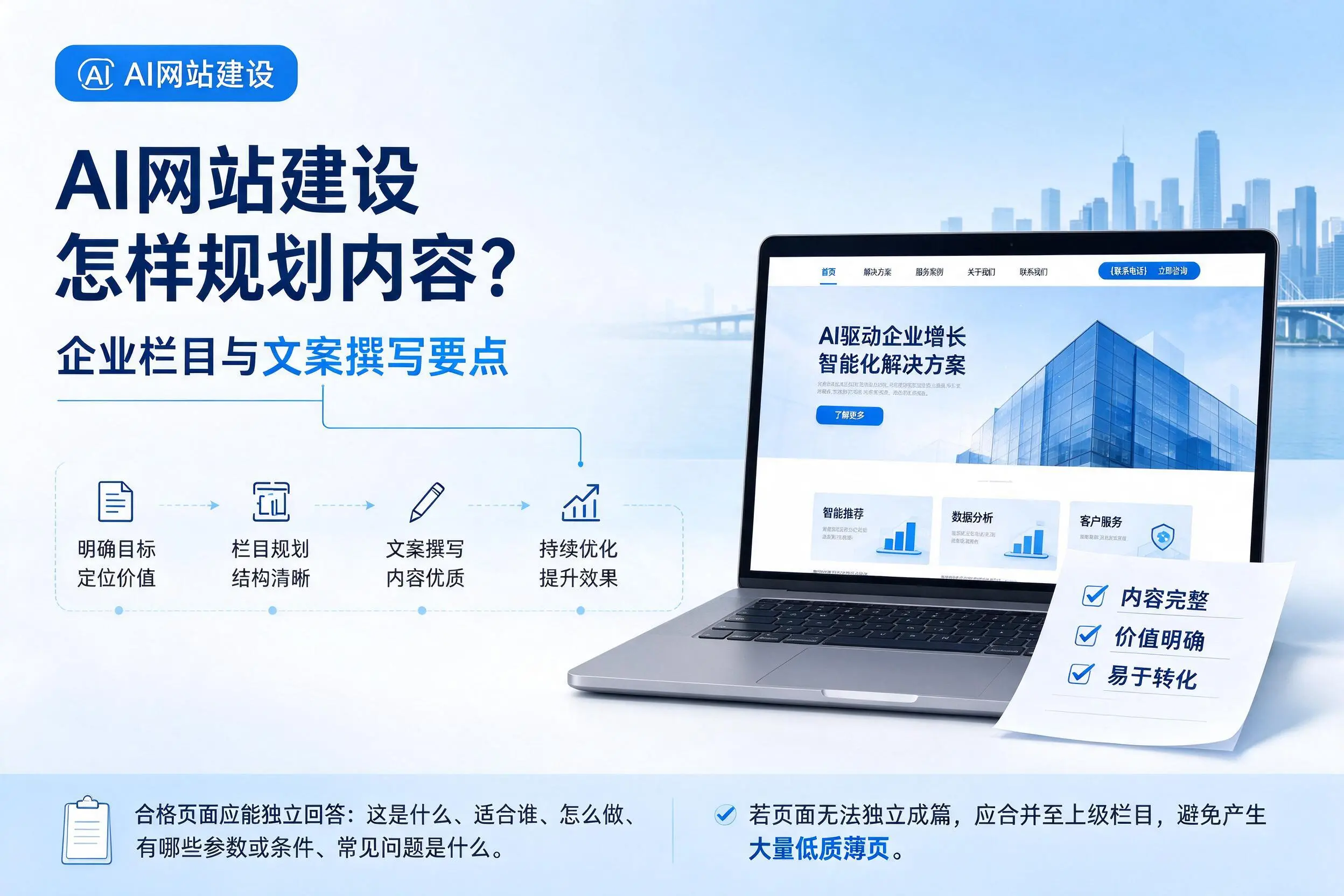 AI网站建设怎样规划内容？林芝企业栏目与文案撰写要点