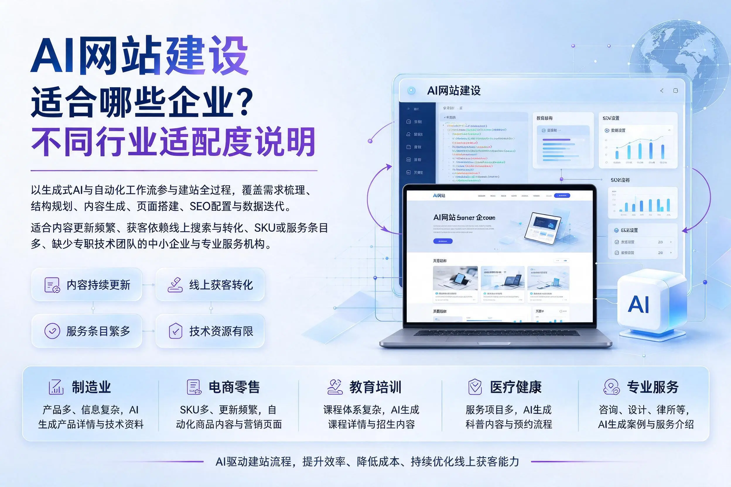 AI网站建设适合哪些企业？林芝不同行业适配度说明